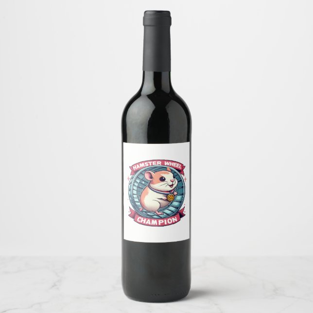 Étiquette Pour Bouteilles De Vin Champion de roue de hamster (Devant)