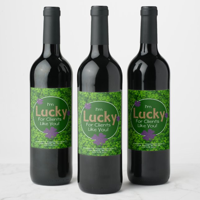 Étiquette Pour Bouteilles De Vin Chanceux pour des clients comme vous | St. Patrick (Bouteilles)