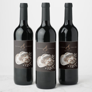 Étiquette Pour Bouteilles De Vin Chapeau de Cowgirl Blanc avec Fleurs