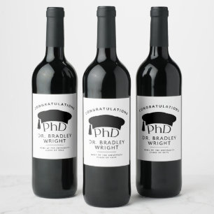 Étiquette Pour Bouteilles De Vin Chapeau de doctorat personnalisé pour la cérémonie
