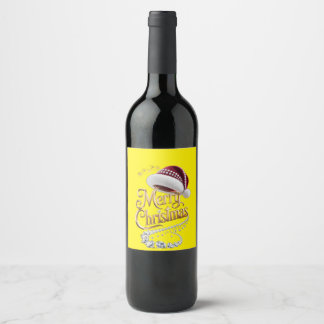 Étiquette Pour Bouteilles De Vin Chapeau de Noël mignon