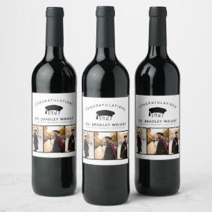 Étiquette Pour Bouteilles De Vin Chapeau de remise des diplômes de doctorat personn