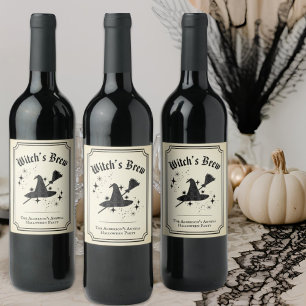 Étiquette Pour Bouteilles De Vin Chapeau de sorcière en dentelle noire vintage Bala