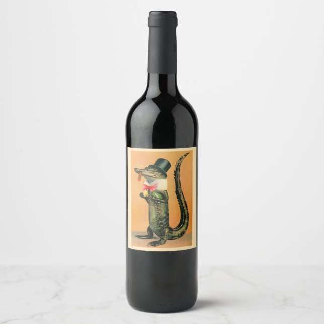 Étiquette Pour Bouteilles De Vin Chapeau Haut Alligator (Devant)