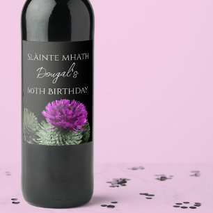 Étiquette Pour Bouteilles De Vin Chardon d'Écosse Anniversaire Personnalisé