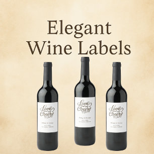 Étiquette Pour Bouteilles De Vin Charme élégant amour et encouragements