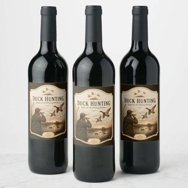 Étiquette Pour Bouteilles De Vin Chasse au canard  (Bouteilles)