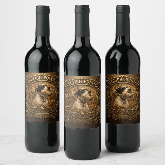 Étiquette Pour Bouteilles De Vin Chasse au Pointer Anglais ,Perdrix Chukar (Bouteilles)