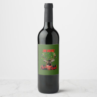 Étiquette Pour Bouteilles De Vin Chasse aux cerfs de Noël amusante
