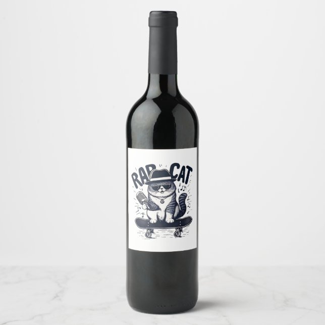 Étiquette Pour Bouteilles De Vin Chat de rap Harmonie (Devant)