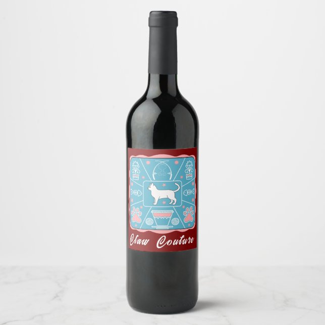 Étiquette Pour Bouteilles De Vin chat drôle (Devant)