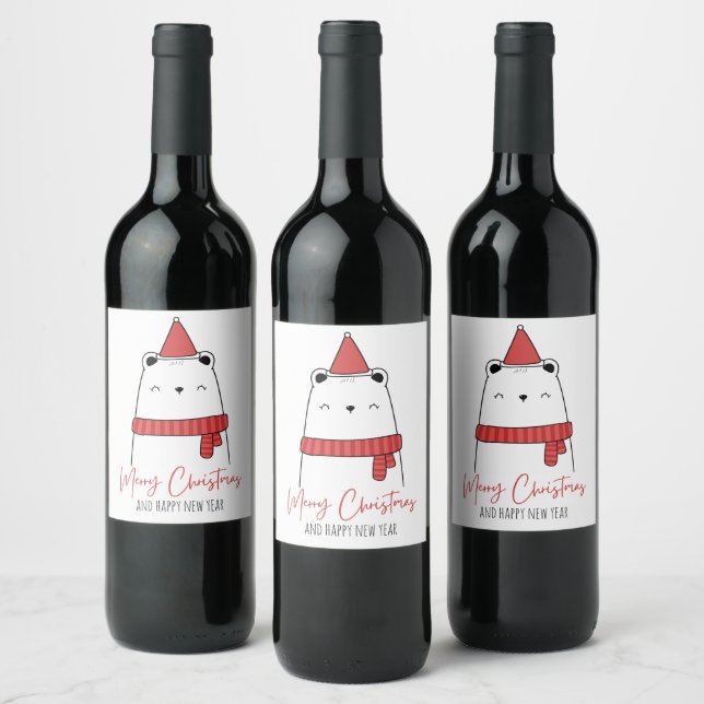 Étiquette Pour Bouteilles De Vin Chat drôle de Noël  (Bouteilles)