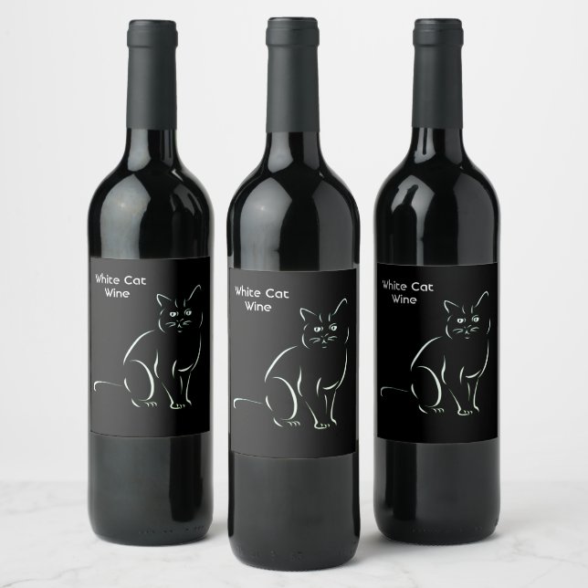 Étiquette Pour Bouteilles De Vin Chat Kitty Blanc (Bouteilles)