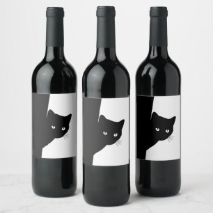 Étiquette Pour Bouteilles De Vin Chat noir