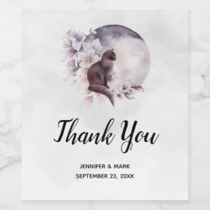 Étiquette Pour Bouteilles De Vin Chat noir par un Mariage de Pleine lune magique