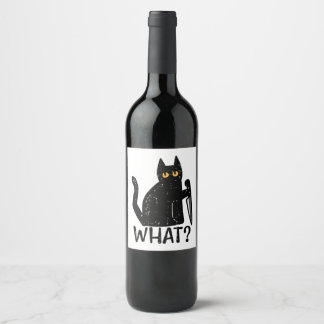 Étiquette Pour Bouteilles De Vin Chat Noir Quel Couteau Drôle animal meurtrier d'Ha
