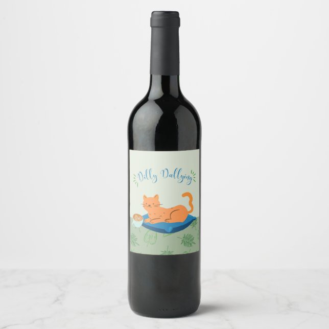 Étiquette Pour Bouteilles De Vin Chat orange Dallly (Devant)