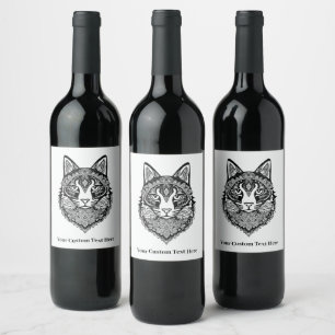 Étiquette Pour Bouteilles De Vin Chat ornemental texte personnalisé