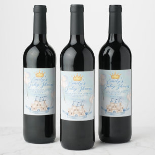 Étiquette Pour Bouteilles De Vin Château Fairytale Baby shower de la Couronne Merci