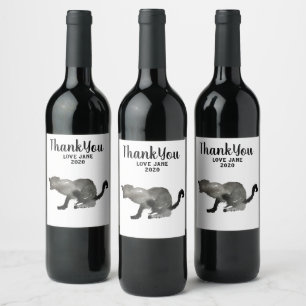 Étiquette Pour Bouteilles De Vin Chatte kitch de kool de couleur noire