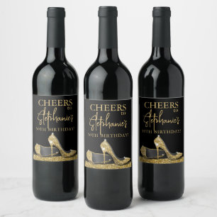 Étiquette Pour Bouteilles De Vin Chaussures haute talon or et noir Cheers sur mesur