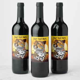Étiquette Pour Bouteilles De Vin Cheetah African Feline Wild Animal