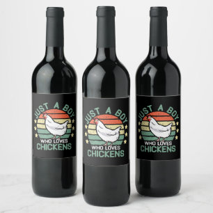 Étiquette Pour Bouteilles De Vin chemise de poulet enfants Juste un garçon qui aim