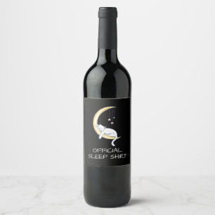 Étiquette Pour Bouteilles De Vin Chemise de sommeil officielle du chat Chat propr