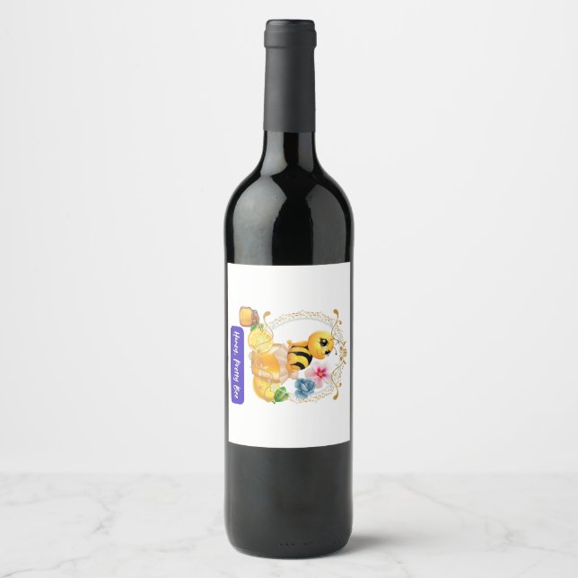 Étiquette Pour Bouteilles De Vin Chéri, Jolie Abeille (Devant)