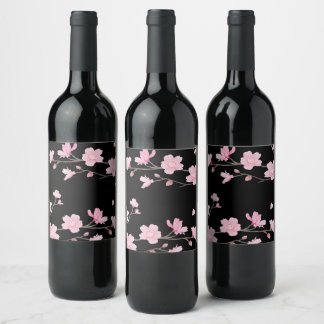 Étiquette Pour Bouteilles De Vin Cherry Blossom – Sakura Wine Bottle Label