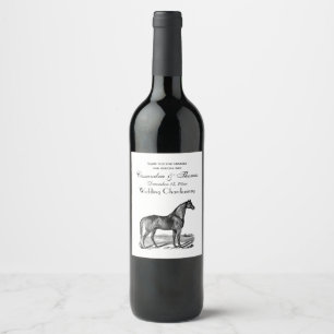 Étiquette Pour Bouteilles De Vin Cheval vintage debout