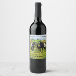 Étiquette Pour Bouteilles De Vin Chevaux Appaloosa Noir Dans Les Pâturages D'Été