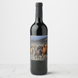 Étiquette Pour Bouteilles De Vin Chevaux sauvages