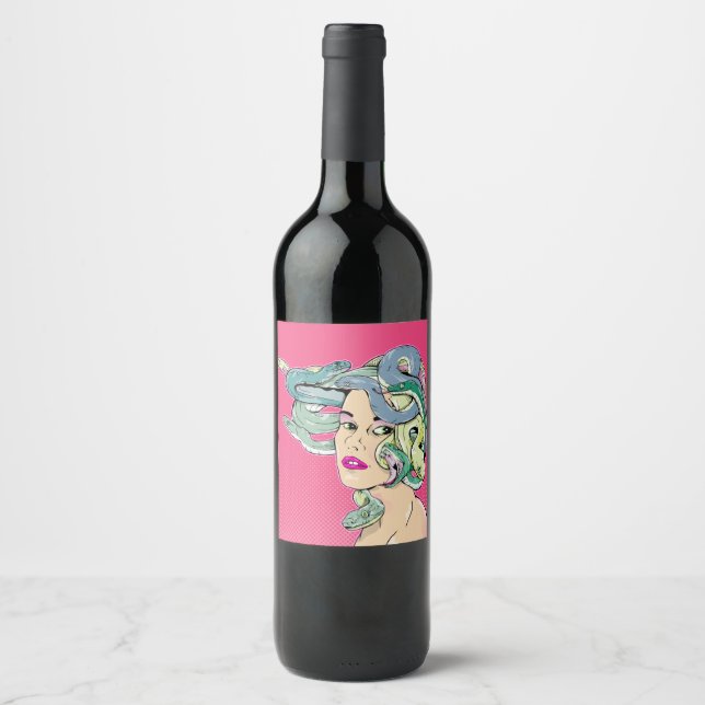 Étiquette Pour Bouteilles De Vin Cheveux de serpent Medusa (Devant)