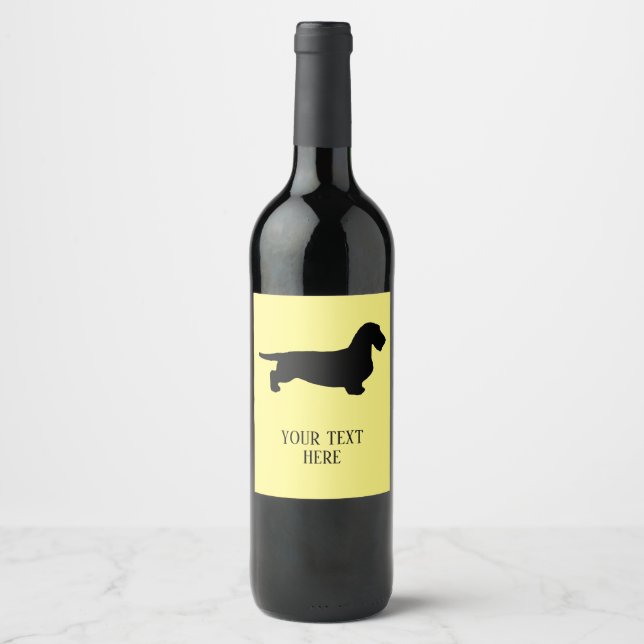 Étiquette Pour Bouteilles De Vin Cheveux ronds Dachshund - Silhouette 1 (Devant)