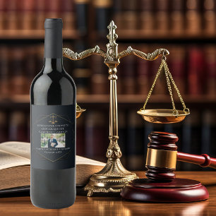 Étiquette Pour Bouteilles De Vin Chic Black Gold Law School Photo Graduation Party