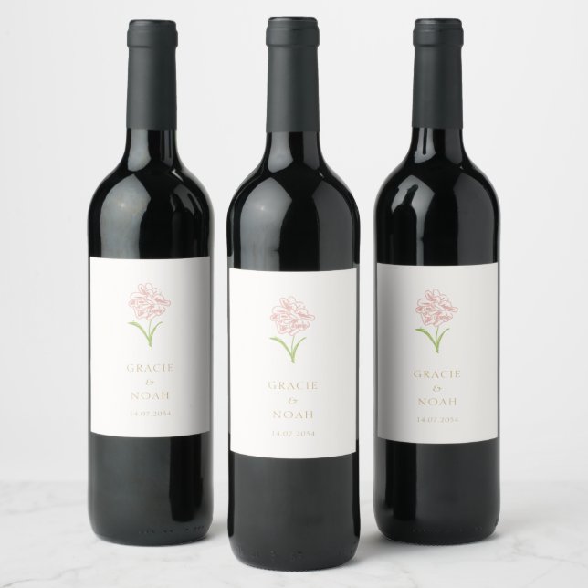 Étiquette Pour Bouteilles De Vin Chic Blush Rose Mariage Étiquette de vin (Bouteilles)