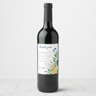 Étiquette Pour Bouteilles De Vin Chic citron agrumes Mariage Floral Merci