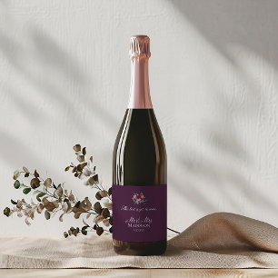 Étiquette Pour Bouteilles De Vin Chic Floral Mariage Purple Rose Élégance