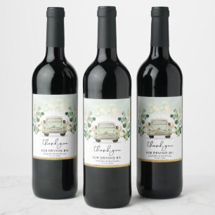 Étiquette Pour Bouteilles De Vin Chic Green Gold Drive Thru Fête des mariées Faveur