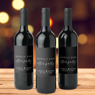 Étiquette Pour Bouteilles De Vin Chic Happily Ever After Réception de Mariage Noir