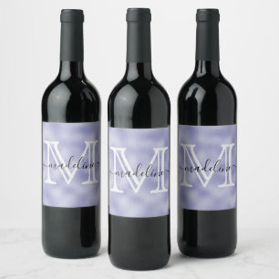 Étiquette Pour Bouteilles De Vin Chic Lavande Violet Élégant Monogramme 