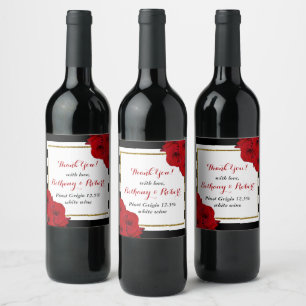 Étiquette Pour Bouteilles De Vin Chic Moderne Luxe Mariage Collection - Roses rouge