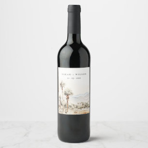 Étiquette Pour Bouteilles De Vin Chic Palm Springs California Mariage paysager