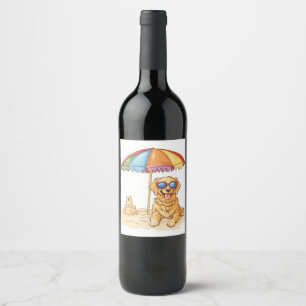 Étiquette Pour Bouteilles De Vin Chien de plage Golden Retriever