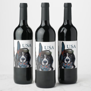 ÉTIQUETTE POUR BOUTEILLES DE VIN CHIEN DE TERRE-NEUVE 
