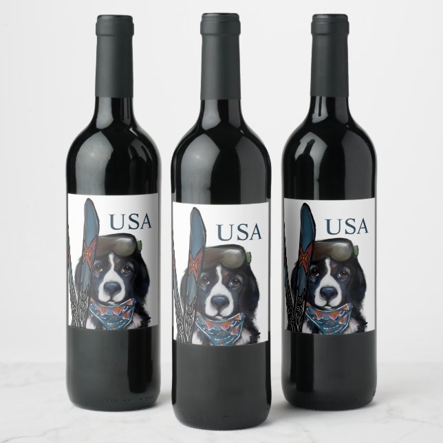 ÉTIQUETTE POUR BOUTEILLES DE VIN CHIEN DE TERRE-NEUVE  (Bouteilles)