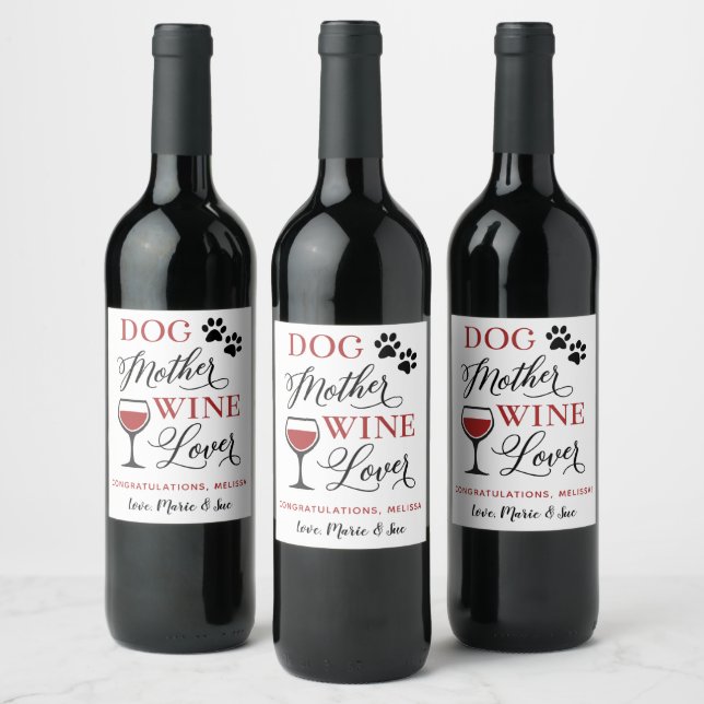 Étiquette Pour Bouteilles De Vin Chien Mère Vin Lover Nouveau Animal de compagnie M (Bouteilles)