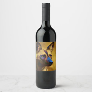 Étiquette Pour Bouteilles De Vin Chien sauvage africain