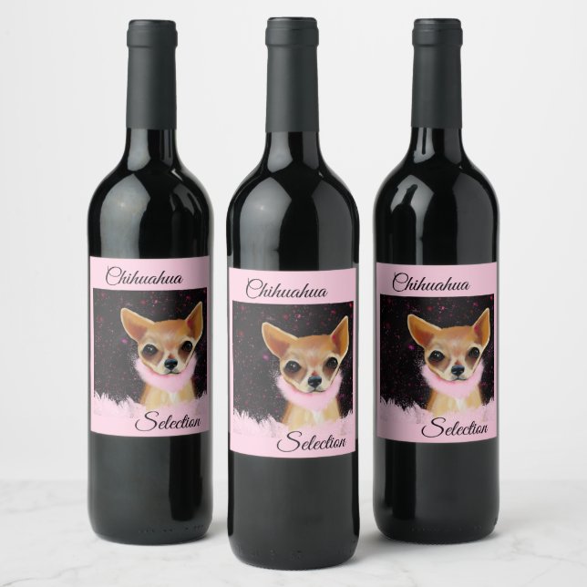 Étiquette Pour Bouteilles De Vin Chihuahua Bling        (Bouteilles)